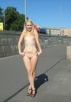Эксгибиционистка Лена гуляет на Невской набережной 8 фотография